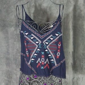 Lush size M navy tribal print tank top